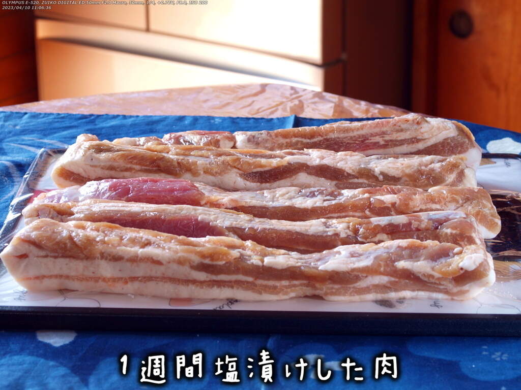 塩漬け直後の肉