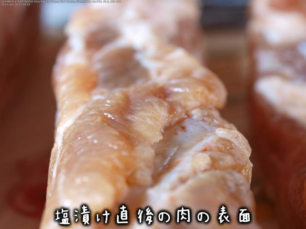 塩漬け直後の肉の表面